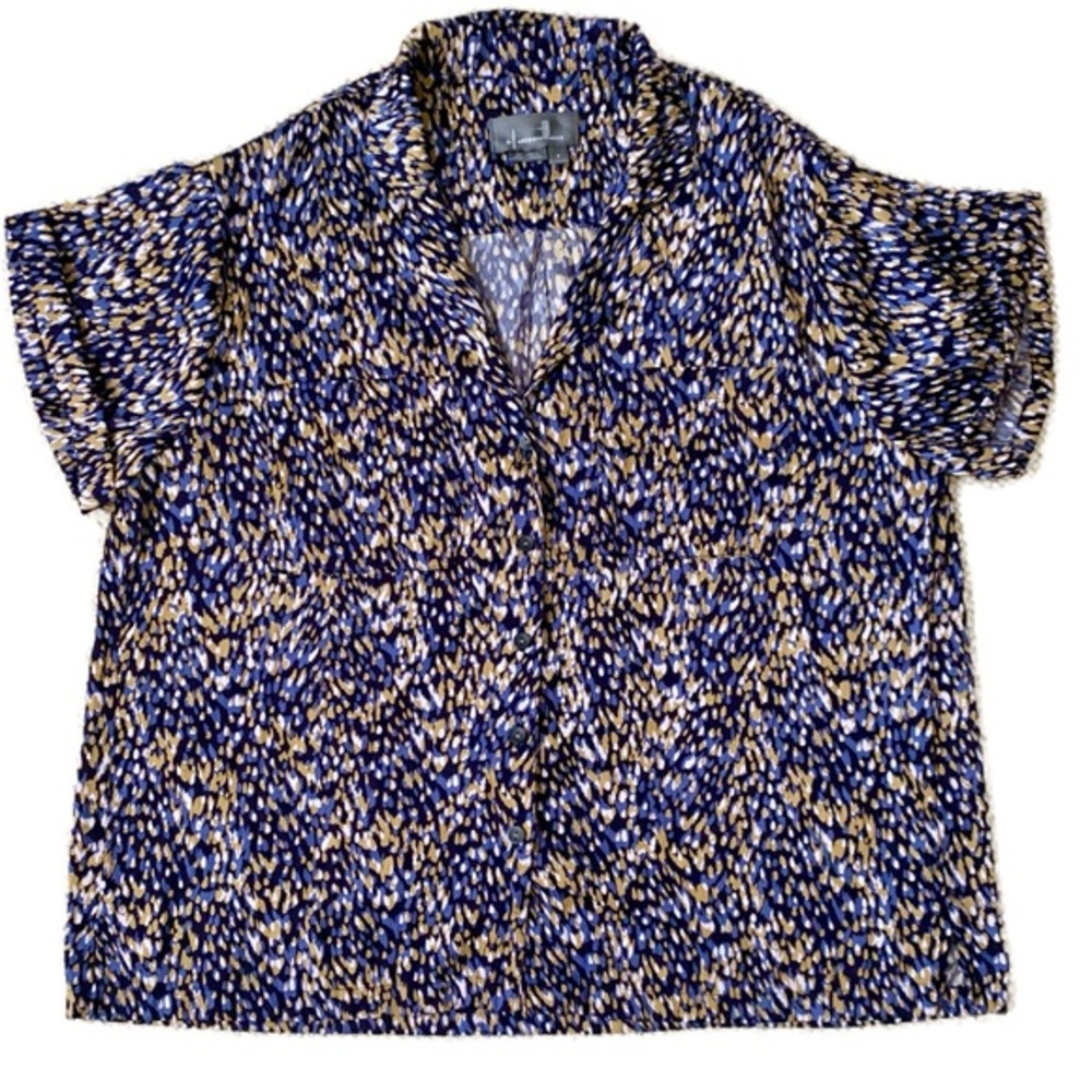 Anthropologie Womens Top Button Up Satin Multi-Color Size Small